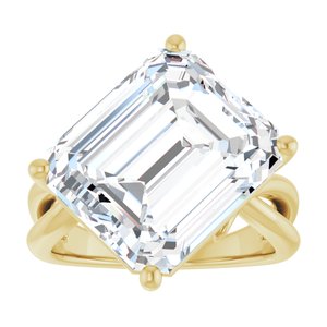 18K Yellow Gold 14x12 mm Emerald Ring Mounting – image 5
