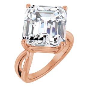 14K Rose Gold 14x12 mm Emerald Ring Mounting