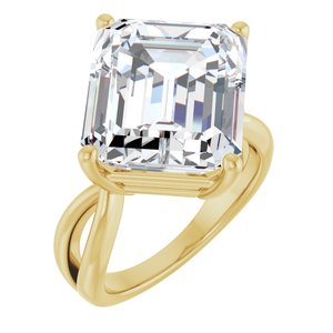 18K Yellow Gold 14x12 mm Emerald Ring Mounting