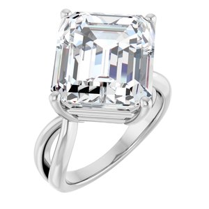 Sterling Silver 14x12 mm Emerald Ring Mounting