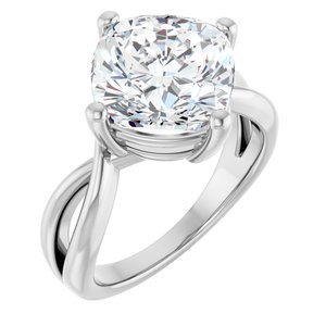 Platinum 10x10 mm Cushion Ring Mounting