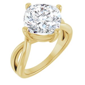14K Yellow Gold 10x10 mm Cushion Ring Mounting