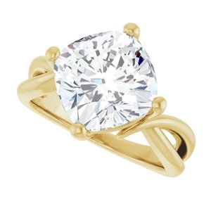 14K Yellow Gold 10x10 mm Cushion Ring Mounting – image 8