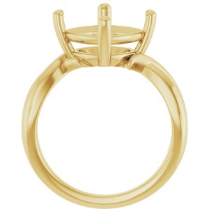 14K Yellow Gold 10x10 mm Cushion Ring Mounting – image 4