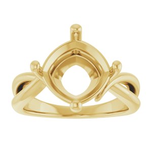 10K Yellow Gold 10x10 mm Cushion Ring Mounting – image 6