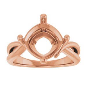 14K Rose Gold 10x10 mm Cushion Ring Mounting – image 6