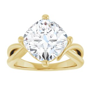 10K Yellow Gold 10x10 mm Cushion Ring Mounting – image 5