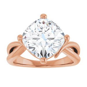 14K Rose Gold 10x10 mm Cushion Ring Mounting – image 5