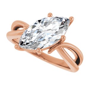 14K Rose Gold 14x7 mm Marquise Ring Mounting – image 8