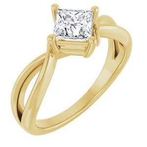 10K Yellow Gold 5x5 mm Square Ring Mounting