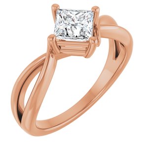 10K Rose Gold 5x5 mm Square Ring Mounting