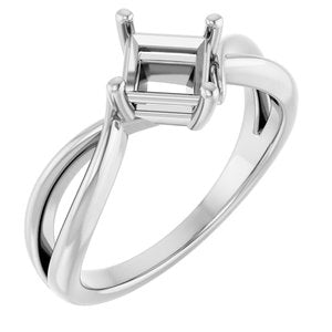 18K White Gold 5x5 mm Square Ring Mounting – image 2