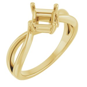 10K Yellow Gold 5x5 mm Square Ring Mounting – image 2