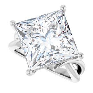 14K White Gold 12x12 mm Square Ring Mounting – image 8