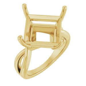 14K Yellow Gold 12x12 mm Square Ring Mounting – image 2