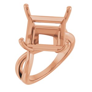 14K Rose Gold 12x12 mm Square Ring Mounting – image 2
