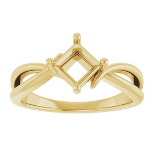 10K Yellow Gold 5x5 mm Square Ring Mounting – image 6