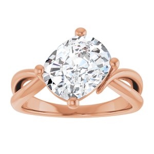 18K Rose Gold 10x8 mm Elongated Cushion Ring Mounting – image 5
