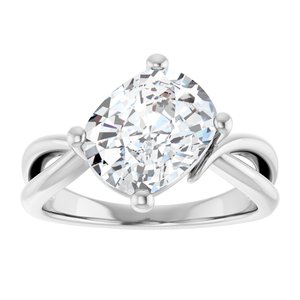 14K White Gold 10x8 mm Elongated Cushion Ring Mounting – image 5