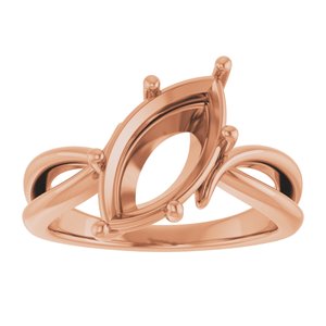 14K Rose Gold 14x7 mm Marquise Ring Mounting – image 6