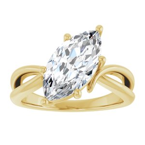 18K Yellow Gold 14x7 mm Marquise Ring Mounting – image 5