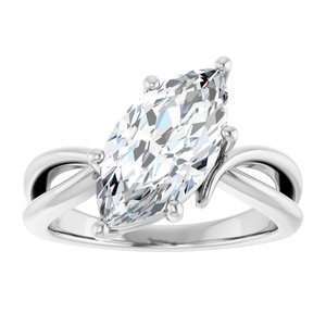 18K White Gold 14x7 mm Marquise Ring Mounting – image 5