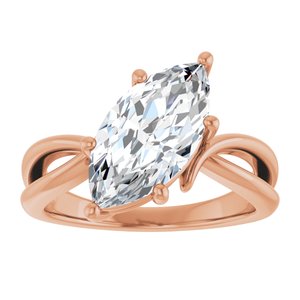 14K Rose Gold 14x7 mm Marquise Ring Mounting – image 5