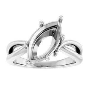 18K White Gold 14x7 mm Marquise Ring Mounting – image 6
