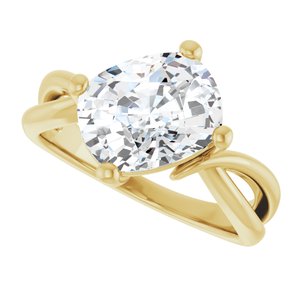 10K Yellow Gold 10x8 mm Elongated Cushion Ring Mounting – image 8