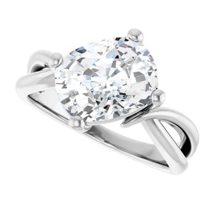 14K White Gold 10x8 mm Elongated Cushion Ring Mounting – image 8