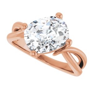 18K Rose Gold 10x8 mm Elongated Cushion Ring Mounting – image 8