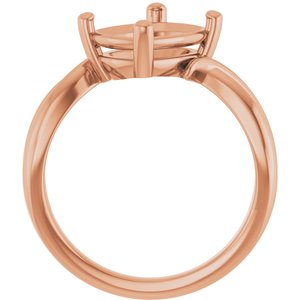 10K Rose Gold 10x8 mm Elongated Cushion Ring Mounting – image 4