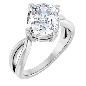 18K White Gold 10x8 mm Elongated Cushion Ring Mounting