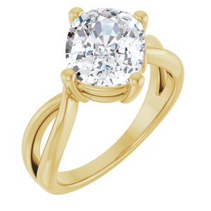 14K Yellow Gold 10x8 mm Elongated Cushion Ring Mounting