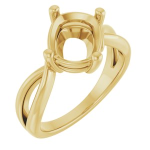 14K Yellow Gold 10x8 mm Elongated Cushion Ring Mounting – image 2