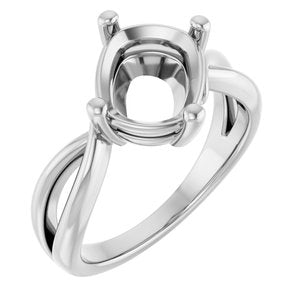 18K White Gold 10x8 mm Elongated Cushion Ring Mounting – image 2