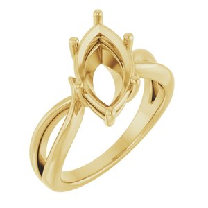 18K Yellow Gold 14x7 mm Marquise Ring Mounting – image 2