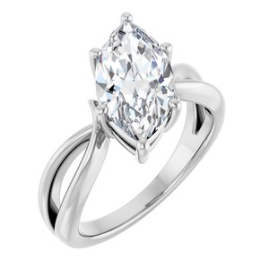 18K White Gold 14x7 mm Marquise Ring Mounting