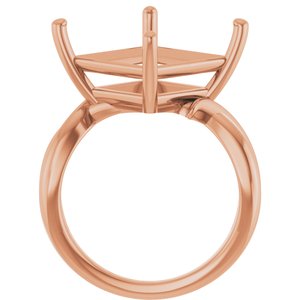10K Rose Gold 12x12 mm Square Ring Mounting – image 4