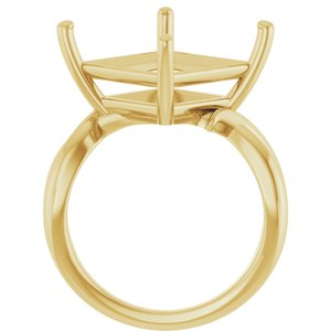 18K Yellow Gold 12x12 mm Square Ring Mounting – image 4