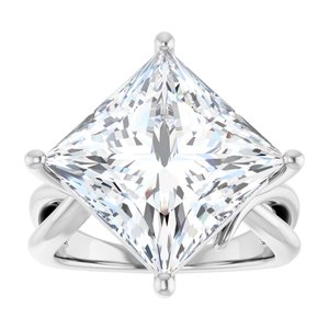 14K White Gold 12x12 mm Square Ring Mounting – image 5