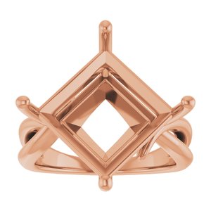 10K Rose Gold 12x12 mm Square Ring Mounting – image 6