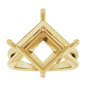 18K Yellow Gold 12x12 mm Square Ring Mounting – image 6