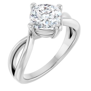 10K White Gold 7x7 mm Cushion Ring Mounting