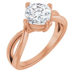 18K Rose Gold 7x7 mm Cushion Ring Mounting