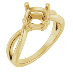 14K Yellow Gold 7x7 mm Cushion Ring Mounting – image 2