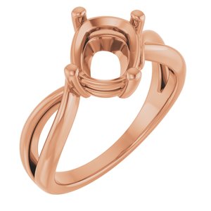 10K Rose Gold 9x7 mm Elongated Cushion Ring Mounting – image 2