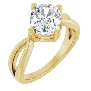 14K Yellow Gold 9x7 mm Elongated Cushion Ring Mounting