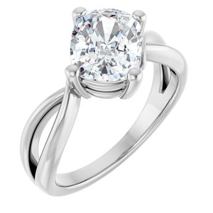 14K White Gold 9x7 mm Elongated Cushion Ring Mounting