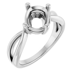 18K White Gold 9x7 mm Elongated Cushion Ring Mounting – image 2